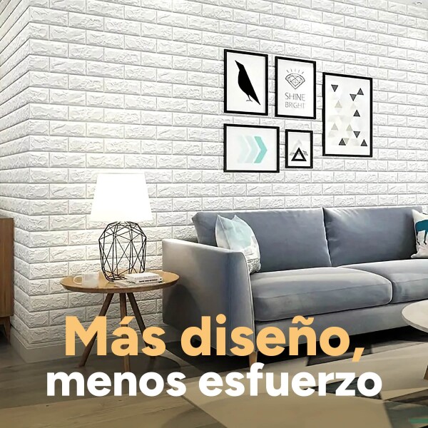 Revestimiento Pared Adhesivo 3d Piedra Ladrillo 20 Mts x 0,70 Mts Variante Color Blanco