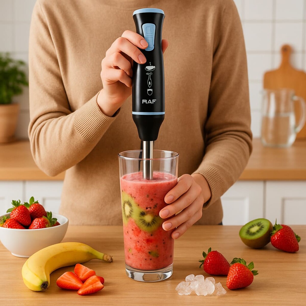 Mixer Licuadora de Mano Multiusos Pica Hielo - RAF - R370 - Negro 