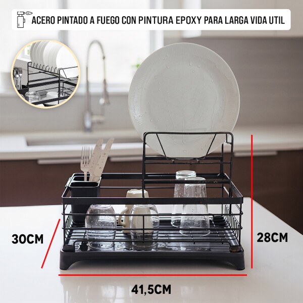 Escurridor Seca Platos Vajilla 2 Niveles Con Bandeja Drenaje Agua Cocina Imback Color Negro Escurridor Seca Platos Vajilla 2 Niveles Con Bandeja Drenaje Agua Cocina Imback Color Negro