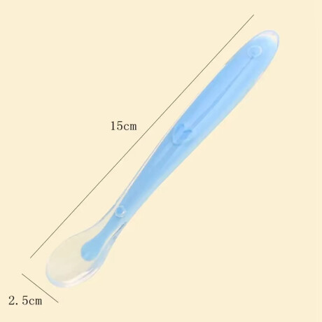 Cuchara en Silicona Cubierto para Comida de Bebés y Niños Celeste