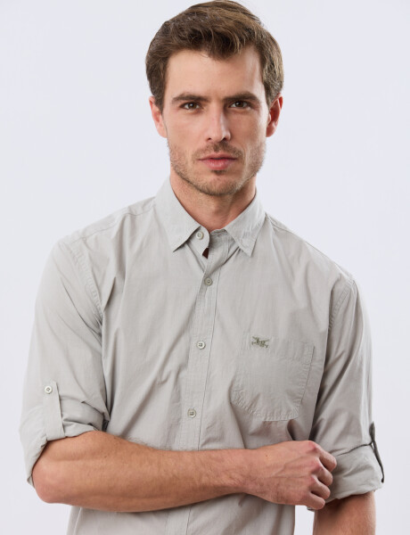 CAMISA LISA DE ALGODÓN Pistacho
