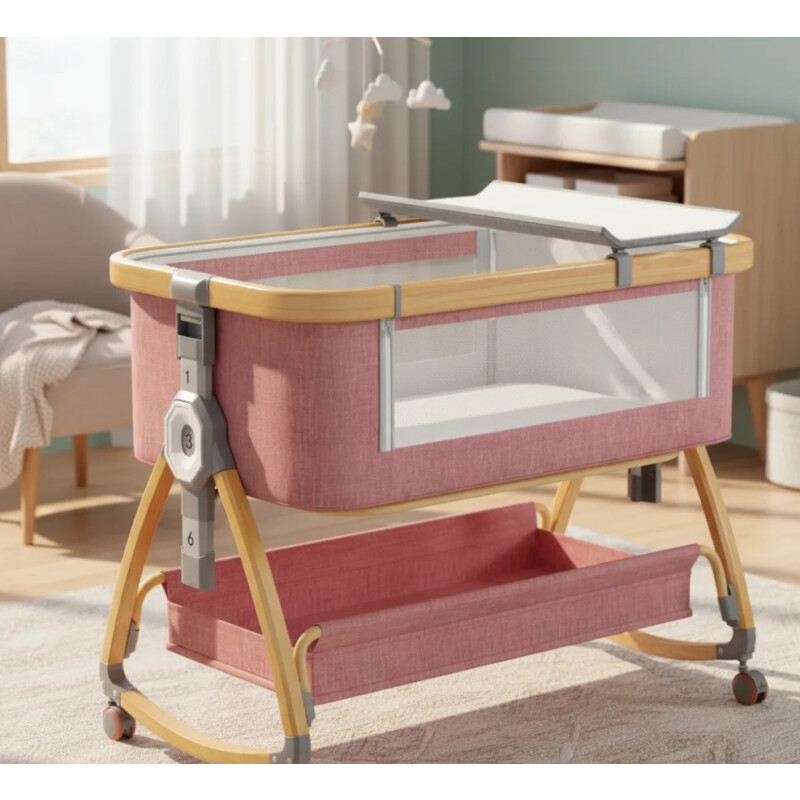 Cuna Colecho Moisés Cambiador Y Ruedas Rosa
