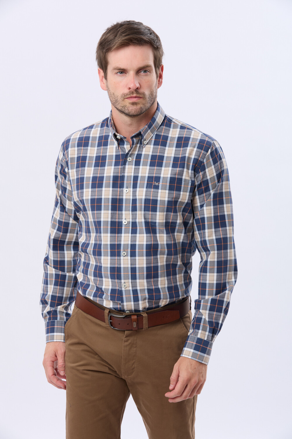 CAMISA SPORT A CUADROS Beige