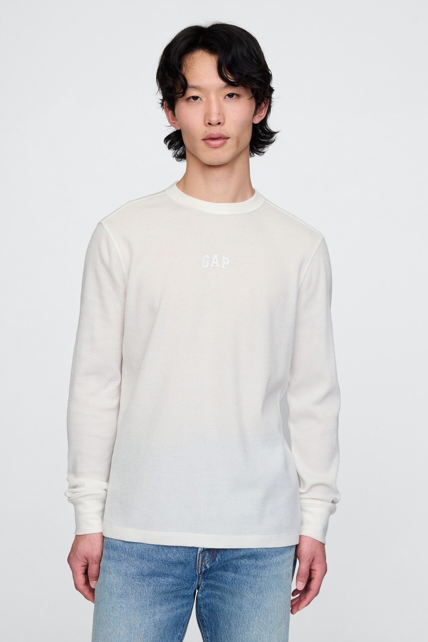 Remera Logo Gap Manga Larga New Off White