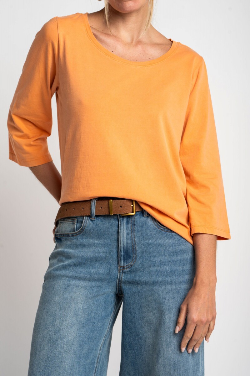 Remera Lavada Manga 3/4 Durazno