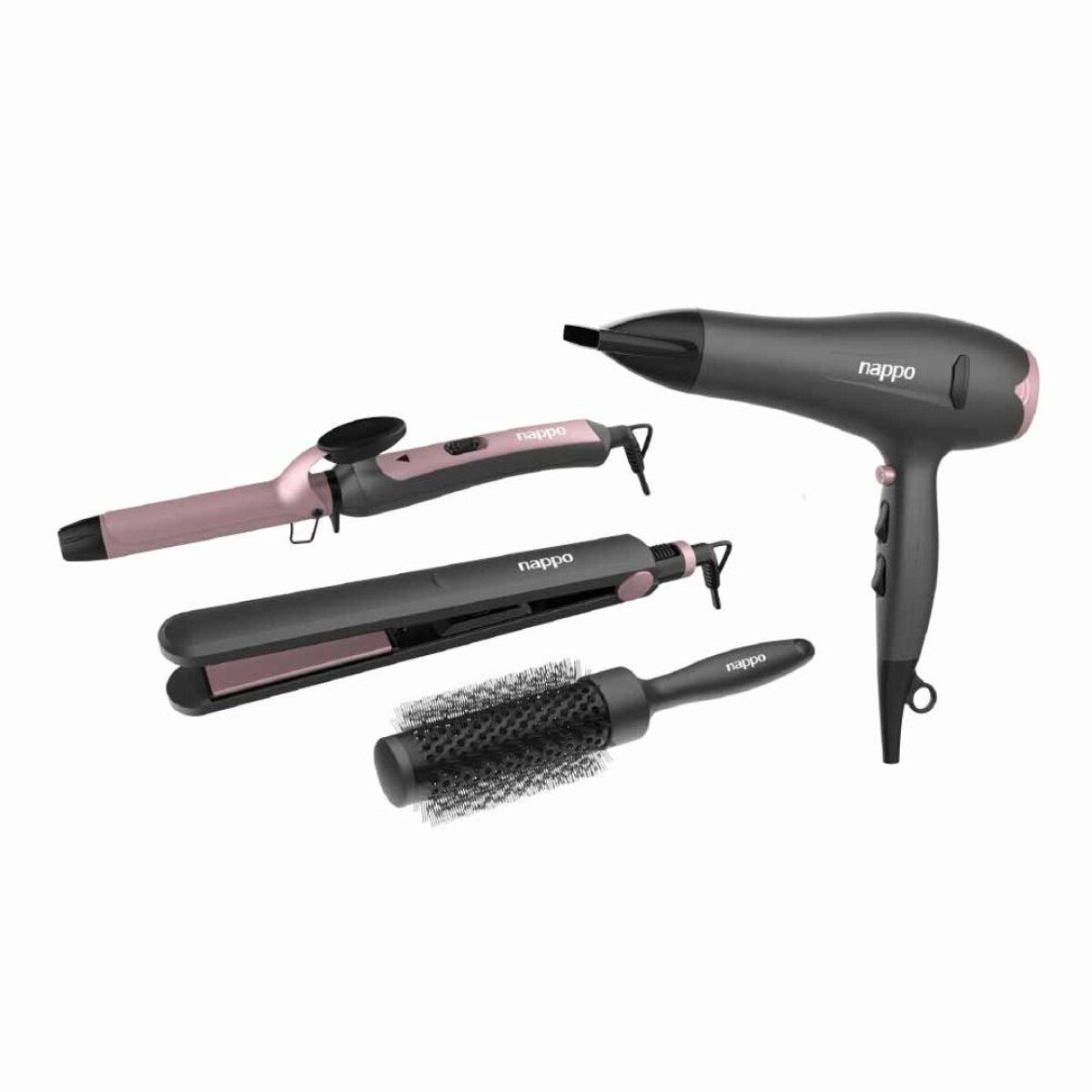 Combo Nappo 4 en 1: Secador, Planchita, Buclera y Cepillo NPK-271 