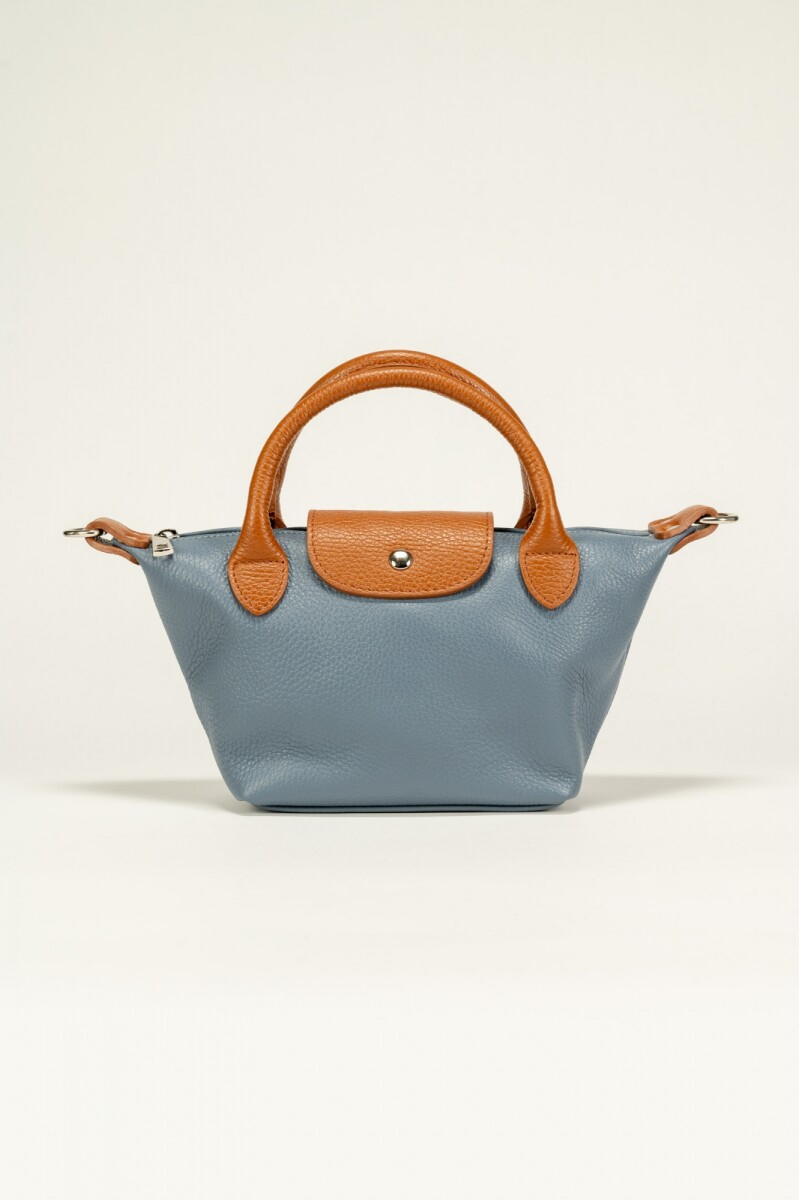 Cartera de cuero Mini - Celeste 