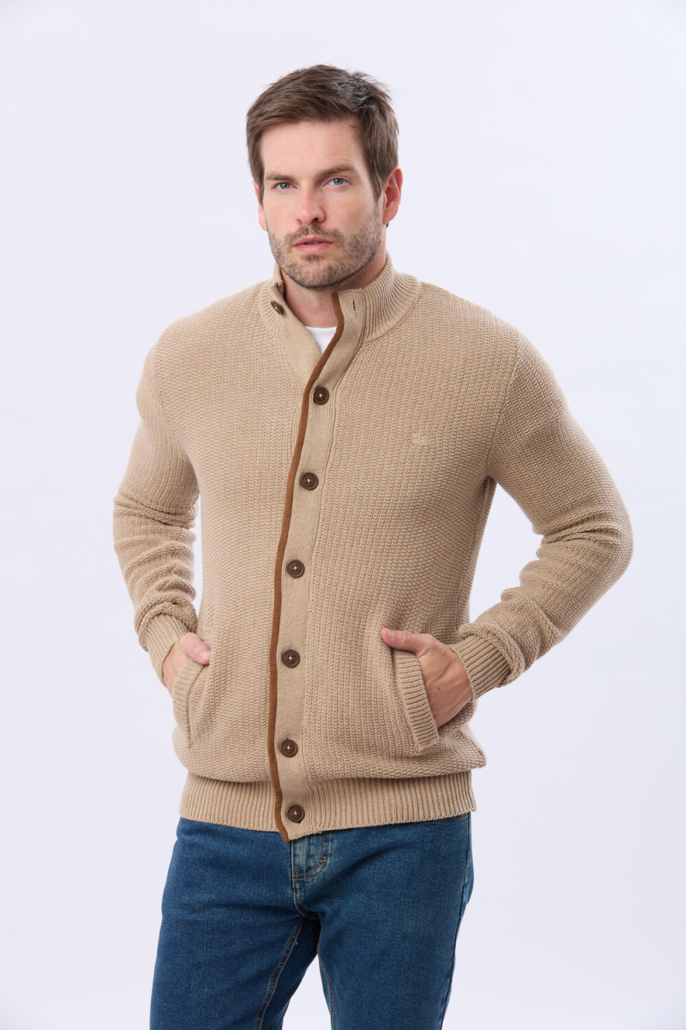CARDIGAN GRUESO TEJIDO Beige
