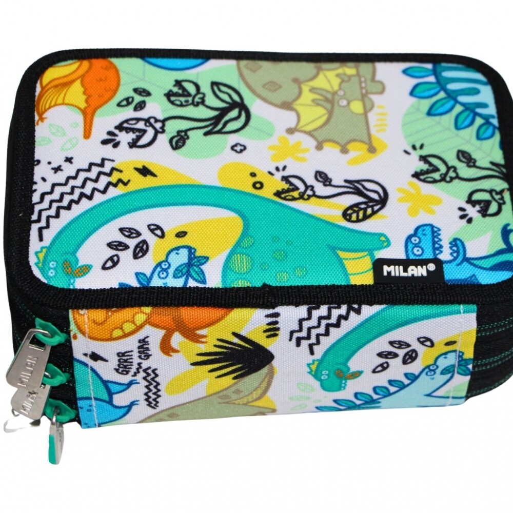CARTUCHERA MILAN 3 PISOS COMPLETA DE UTILES DINOS CARTUCHERA MILAN 3 PISOS COMPLETA DE UTILES DINOS