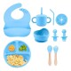 Set Alimentación Bebé en Silicona Libre Bpa 10 Piezas Celeste