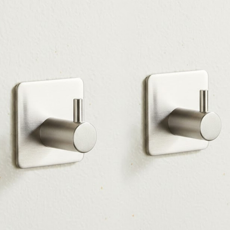 Kit 2 Ganchos perchero metálico adhesivo PLATEADO