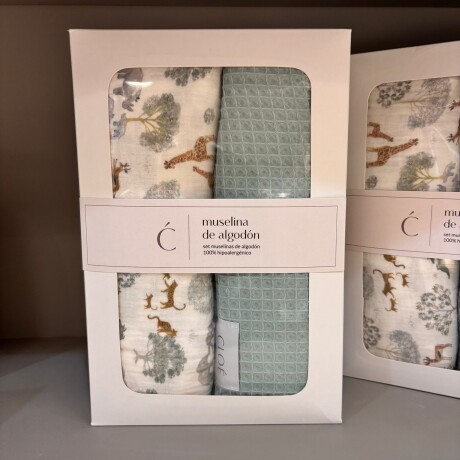 Set x2 Muselina Swaddle Savanna Gris