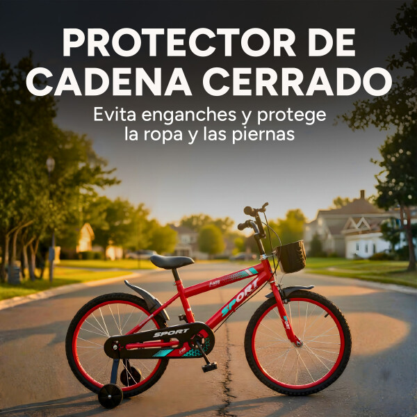 Bicicleta Infantil Sport Rod 20 Canasto Guardabarro Rueditas Rojo 1