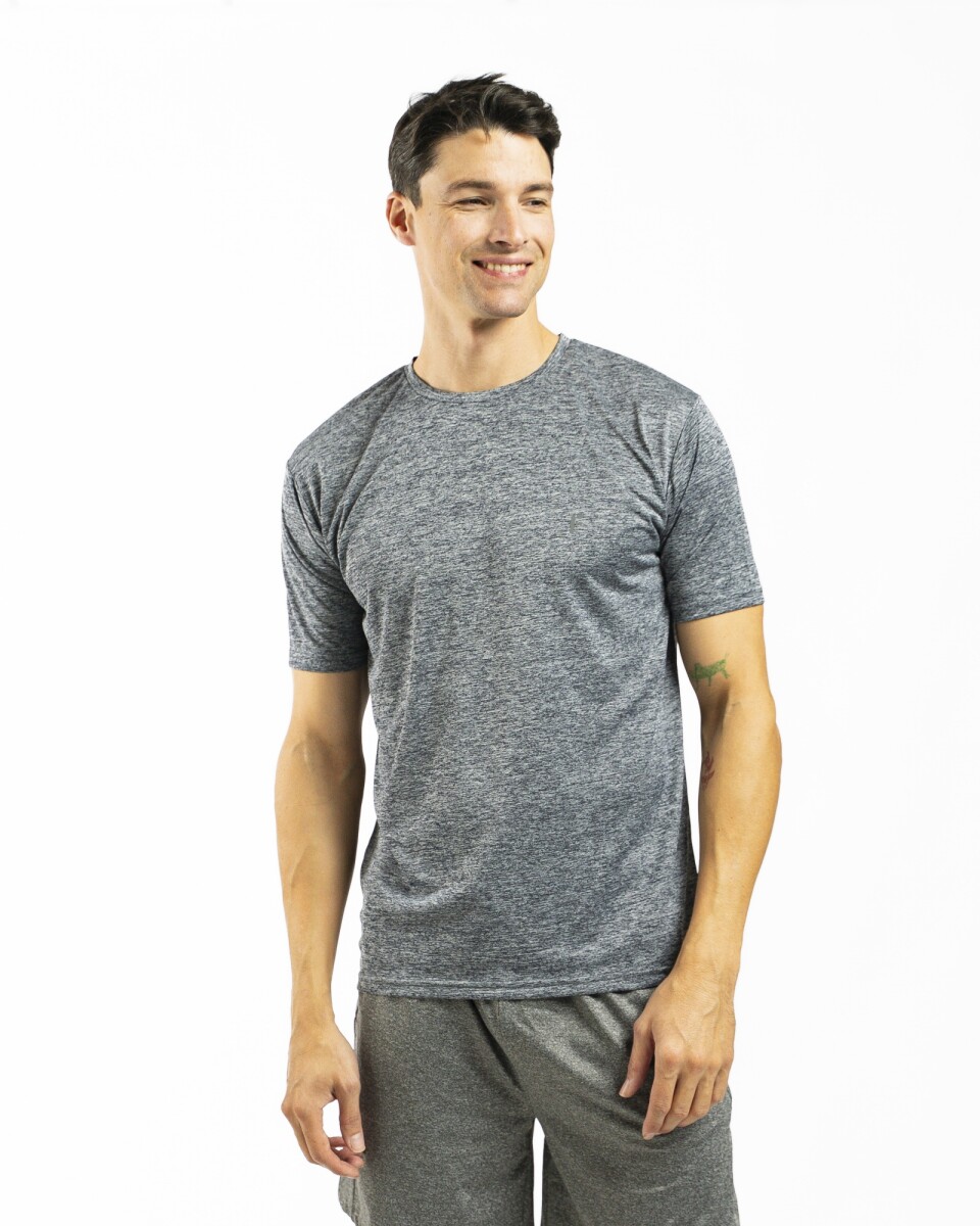 Remera Deportiva Dry Fit - Gris Oscuro Melange 