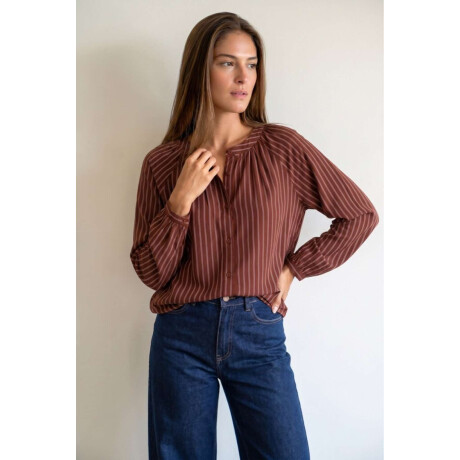 Blusa A Rayas Chocolate