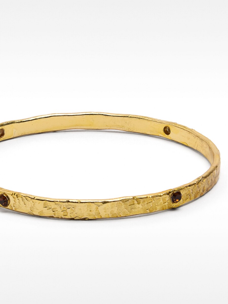 Pulsera Rígida Plana Con Detalles De Color dorado