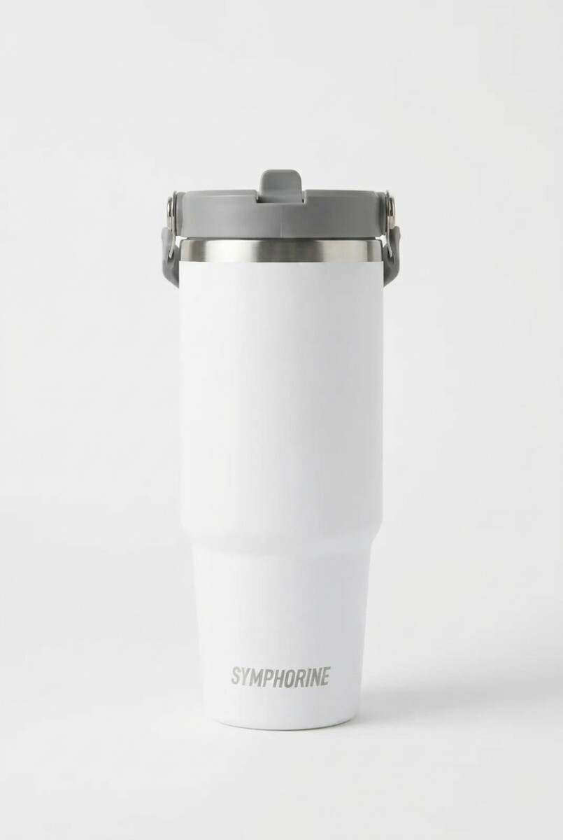 Botella mug térmica de acero inoxidable - blanco 