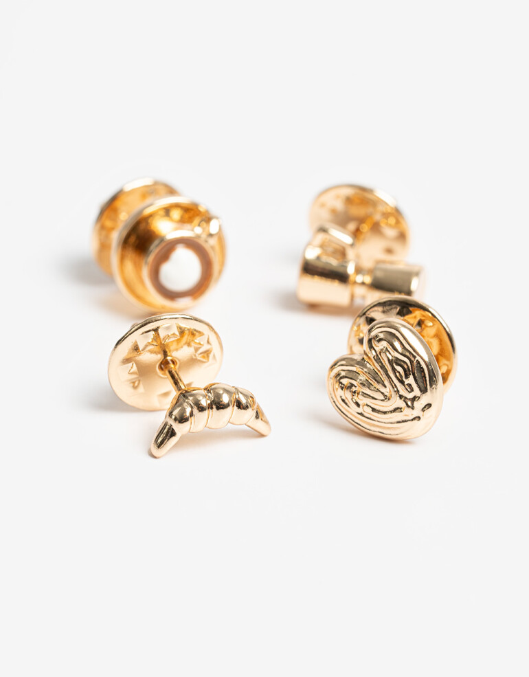 Prendedor Metal Set De Prendedores Coffee Club - Dorado