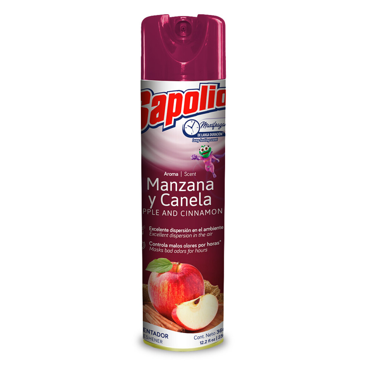 DESODORANTE AMBIENTE SAPOLIO AEROSOL 360 ML MANZANA CANELA 