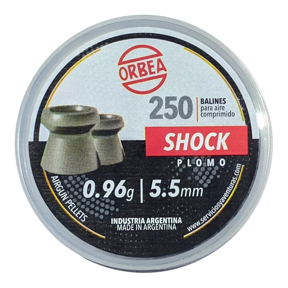 Balines SHOCK Plomo cal 5.5 250un 0.96g - ORBEA 