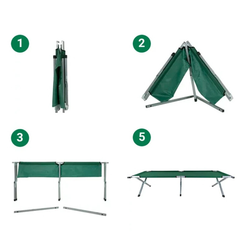 Catre Cama Plegable Metálico Para Camping Con Bolso Verde