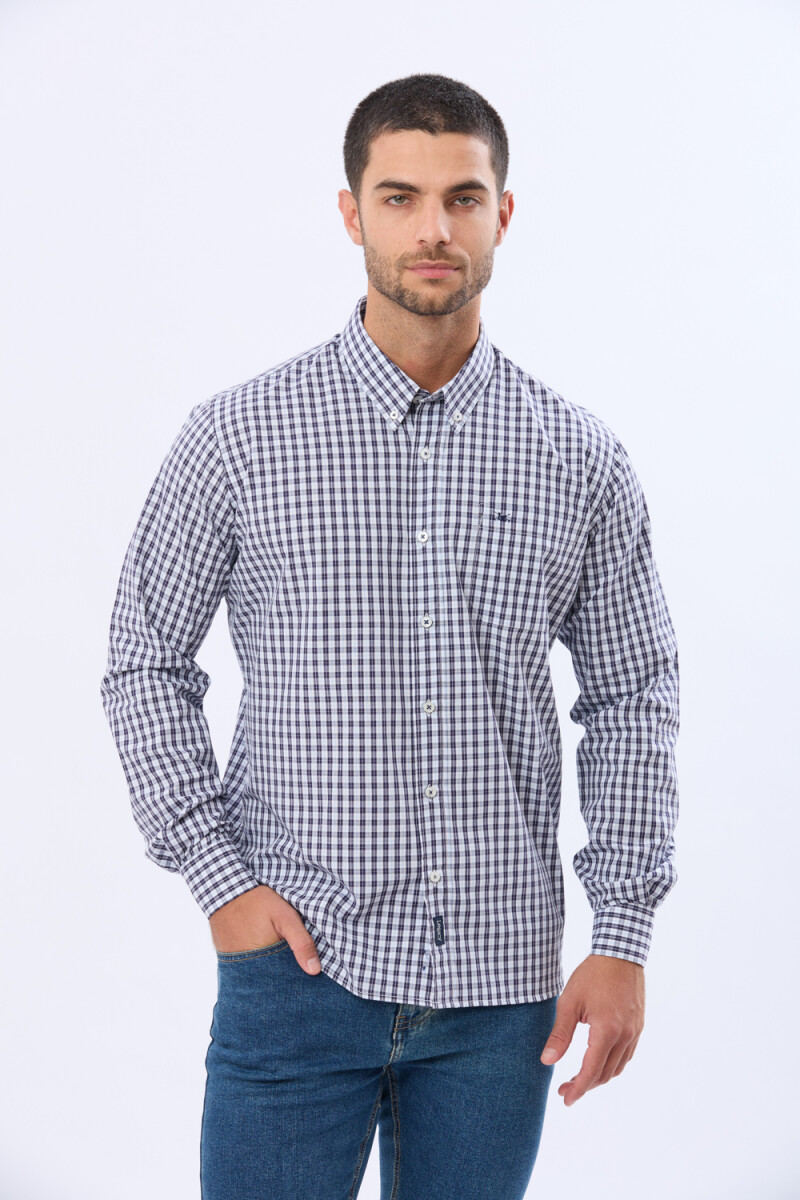 CAMISA SPORT A CUADROS - Celeste 