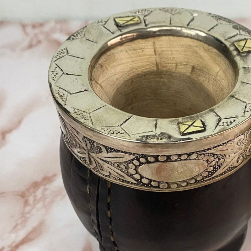 Mate imperial artesanal con boquilla de alpaca Negro