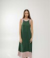 Vestido Açai long Verde y Rosa