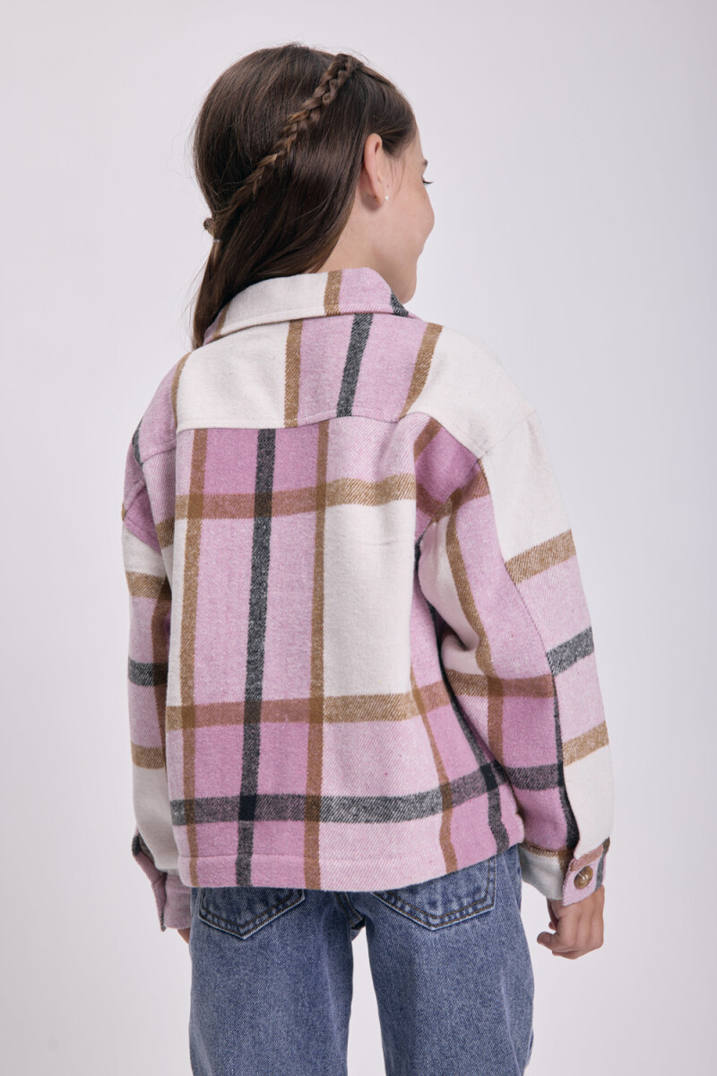 Sobrecamisa estampa cuadros Rosa