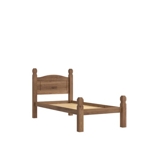 Cama 1 Plaza Madera Maciza Linea Mexicana Oscuro