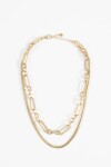 Collar acero doble cadena dorado