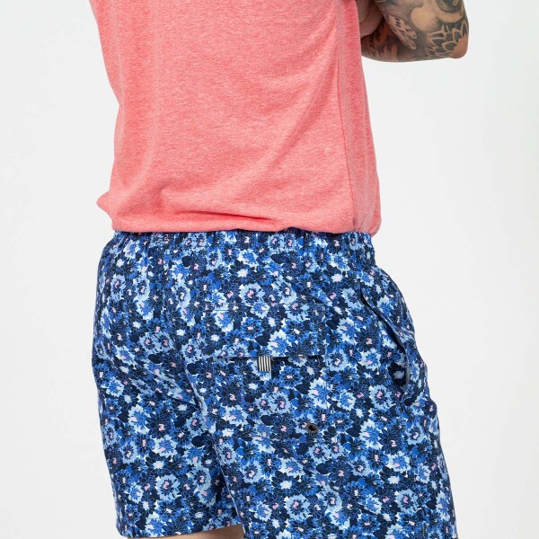 Short Estampado Flor Azul