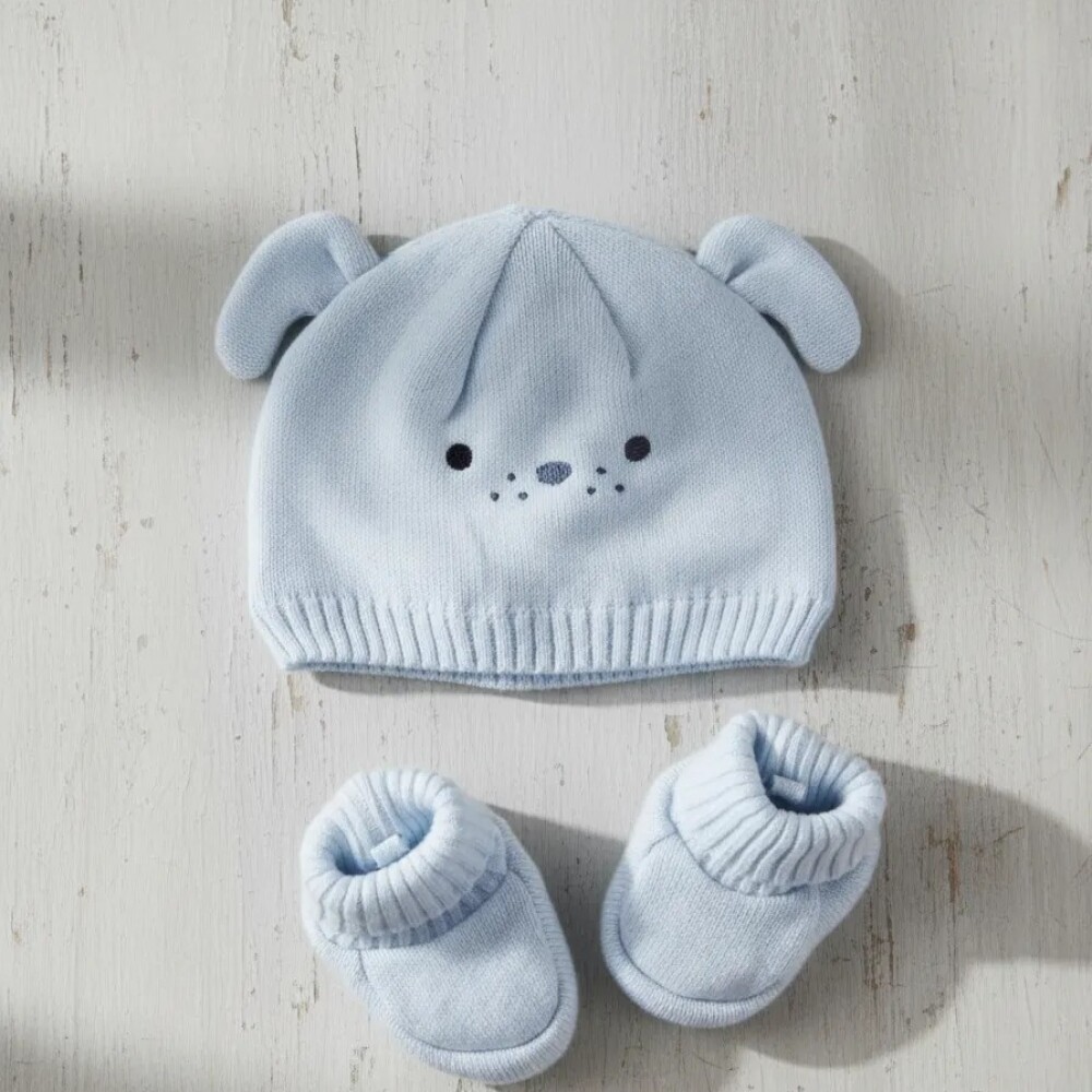 Set Gorro y escarpines de algodón carters celeste