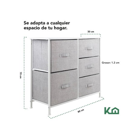 Comoda cajonera 5 cajones tela 80x30x70 cm Gris