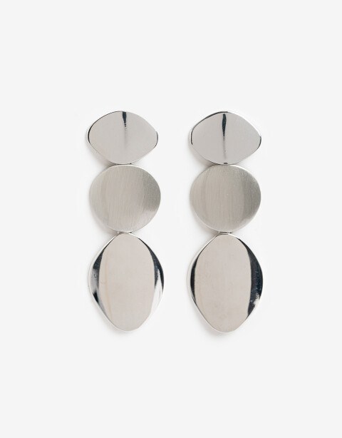 Aros Colgantes Largos Metal Aros Largos Chapones - Plateado Rodio