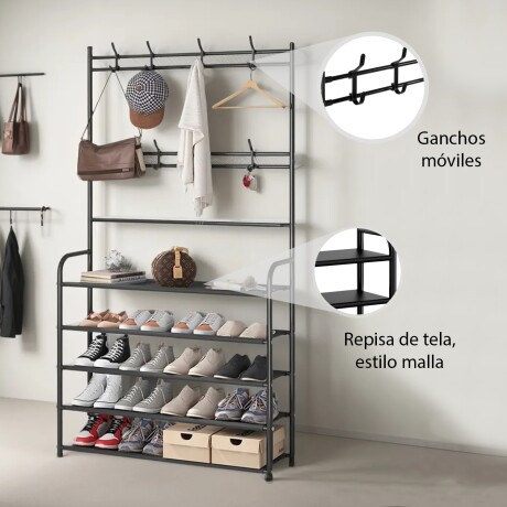 Organizador Perchero Zapatera Acero Estilo en Uno 5 Niveles Negro