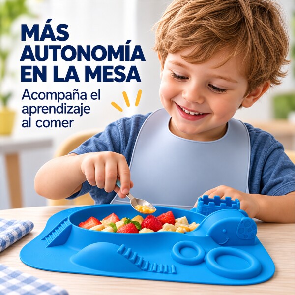 Plato Individual Silicona Marcus & Marcus Con Divisiones Azul 1