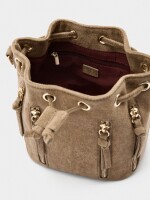 Bolso Bombonera Con Textura Y Cremalleras taupe