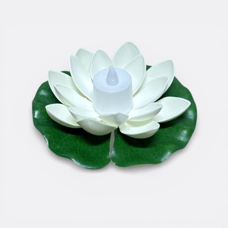 Flor De Loto Decorativa Con Luz 18cm Blanco