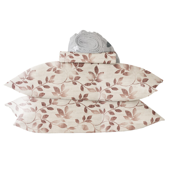 Juego de Sabanas 1 Plaza Suaves Estampado Calidad Frescas Variante Diseño Hojas Color Bordo