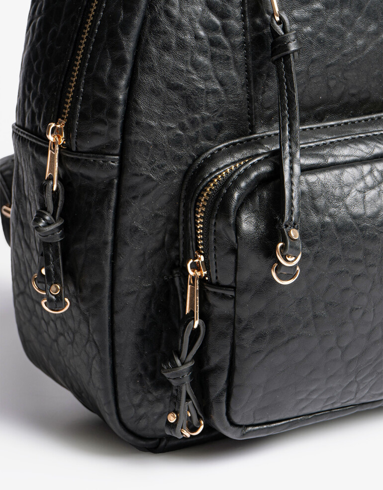 Mochilas Urbanas Mochila Efecto Croco - Negro
