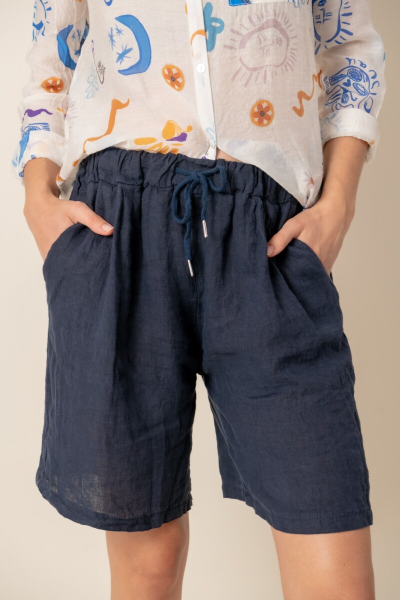 Bermuda de lino - Navy 