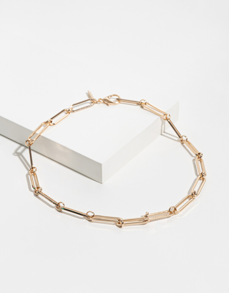 Collares Cortos Metal Collar De Eslabones Mix And Match - Dorado