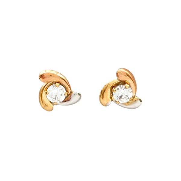 Caravanas Solitario ondas de oro - Oro bajo - Zirconia- CA8162 sinpiedra