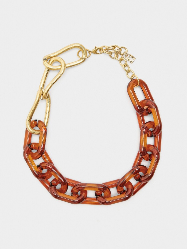 Collar De Eslabones Efecto Carey marron