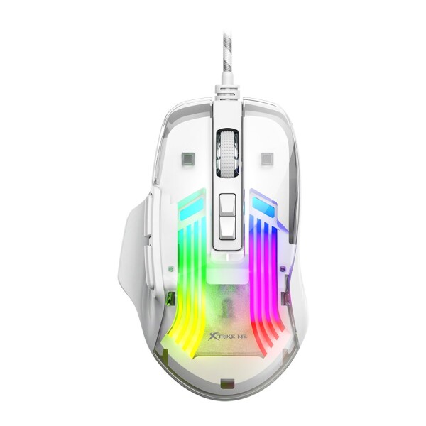 Mouse Gamer Xtrike Me 7 Botones Cableado Regulable Luz RGB Variante Color Blanco