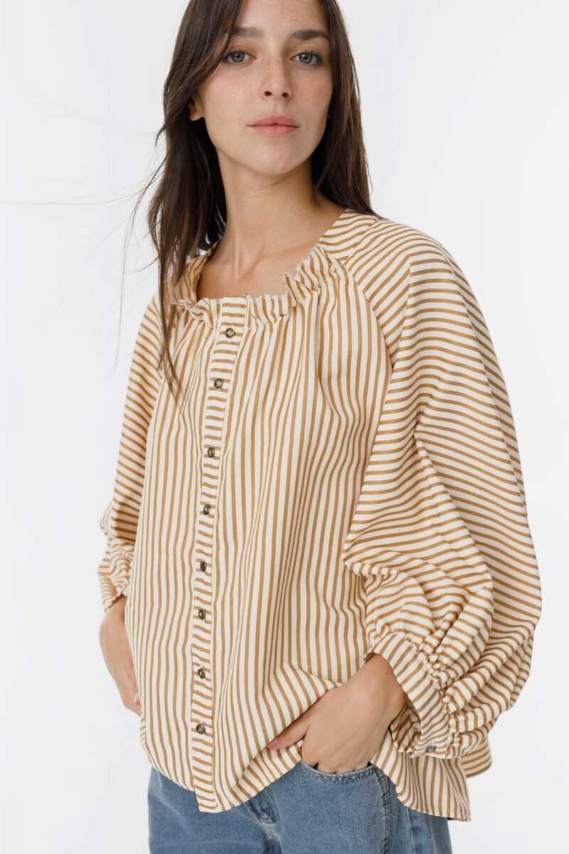 Camisa New Fini Rayas Beige
