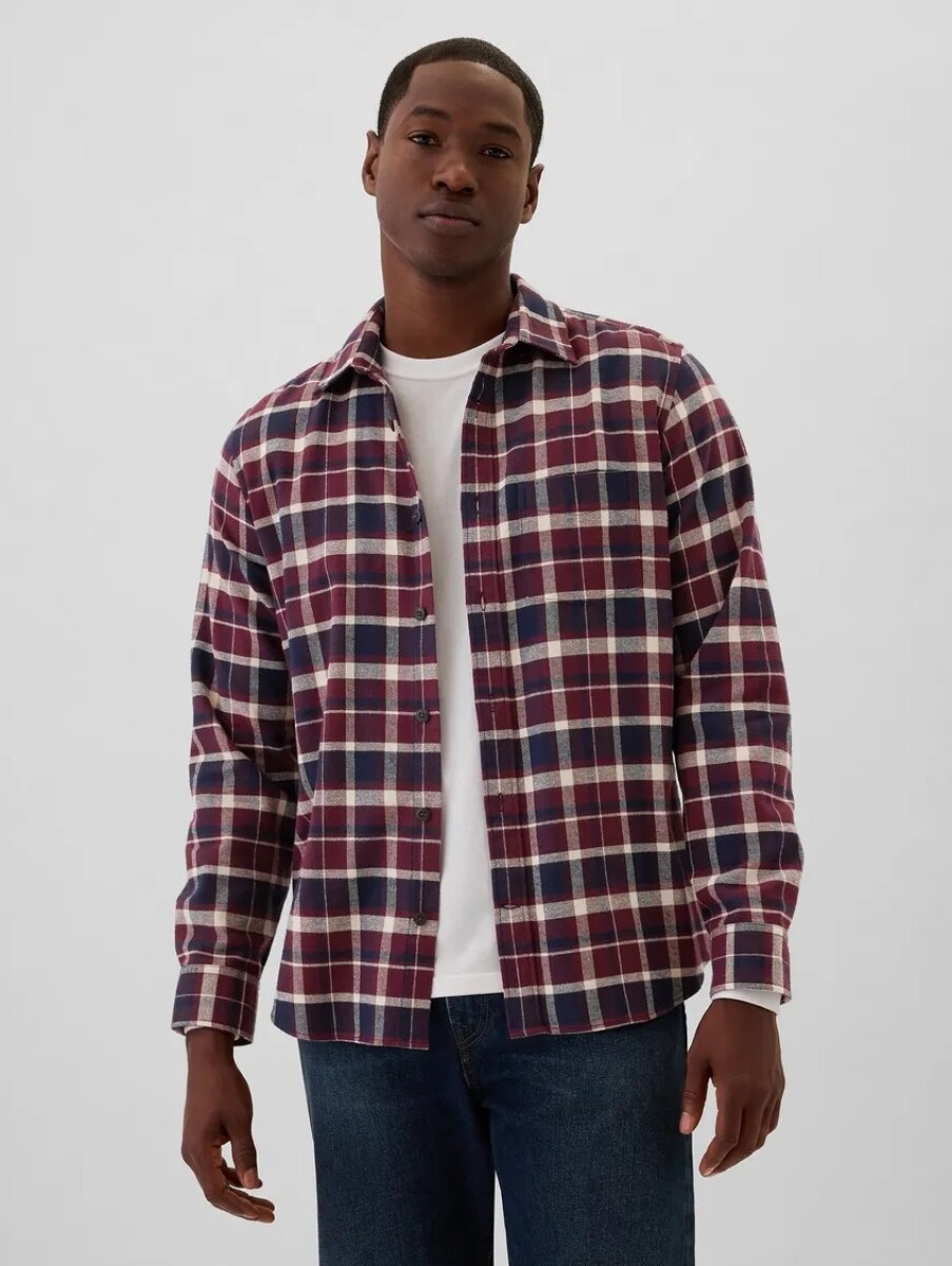 Camisa Standard Franela Hombre - Multi Plum Plaid 
