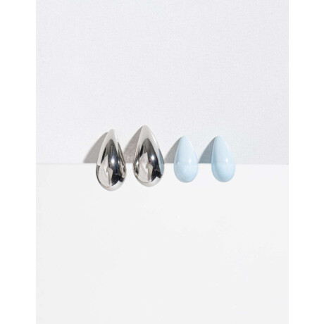 Set De Aros Gota Chunky Combinacion Bicolor