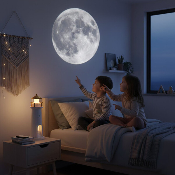 Lámpara Veladora Proyectora Faro Mesa Escritorio Usb Cálida Color Blanco